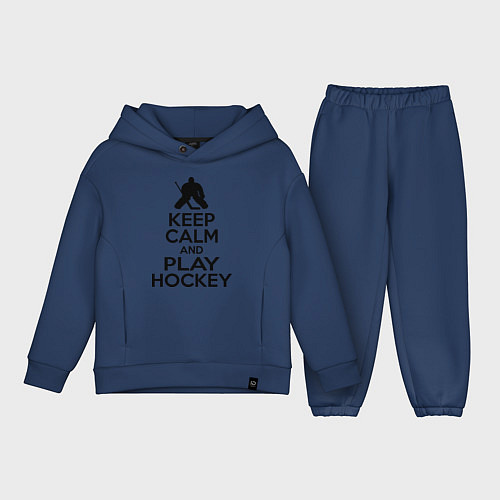 Детский костюм оверсайз Keep Calm & Play Hockey / Тёмно-синий – фото 1