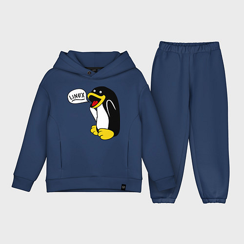 Детский костюм оверсайз Пингвин: Linux / Тёмно-синий – фото 1