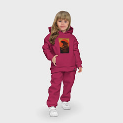 Детский костюм оверсайз Godzilla and red sun, цвет: маджента — фото 2