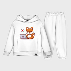 Детский костюм оверсайз Cute fox and laptop