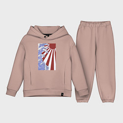 Детский костюм оверсайз Волна и солнце в Канагаве, цвет: пыльно-розовый