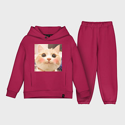 Детский костюм оверсайз Мем про котов, цвет: маджента