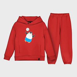 Детский костюм оверсайз Волейбол - Пингвин, цвет: красный