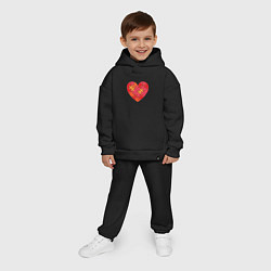 Детский костюм оверсайз Аутизм Пазл из сердца, цвет: черный — фото 2