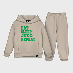 Детский костюм оверсайз Eat - Sleep - Judo, цвет: миндальный
