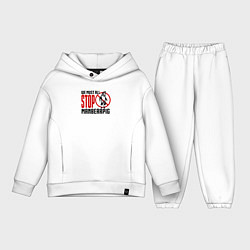 Детский костюм оверсайз Мы все должны остановить Челмедведосвина Южный Пар, цвет: белый