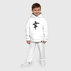 Детский костюм оверсайз Японский иероглиф Счастье, цвет: белый — фото 2