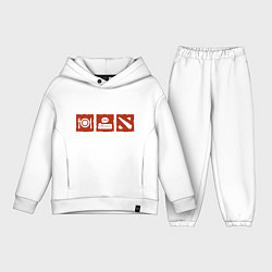 Детский костюм оверсайз Еда, сон, дота2, цвет: белый