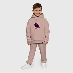 Детский костюм оверсайз Ворона на розовом, цвет: пыльно-розовый — фото 2