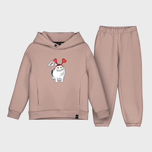 Детский костюм оверсайз Кот Бендер Мем Love / Пыльно-розовый – фото 1