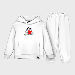 Детский костюм оверсайз Милые Влюбленные Пингвины, цвет: белый