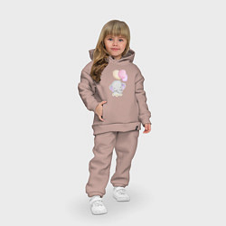 Детский костюм оверсайз Милый Слонёнок Играет С Воздушными Шариками, цвет: пыльно-розовый — фото 2