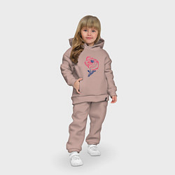 Детский костюм оверсайз Мак, контурный рисунок, фактурная линия, цвет: пыльно-розовый — фото 2