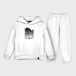Детский костюм оверсайз Медведь и треугольные горы, цвет: белый