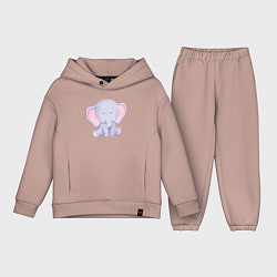 Детский костюм оверсайз Милый Слонёнок В Предкушении, цвет: пыльно-розовый