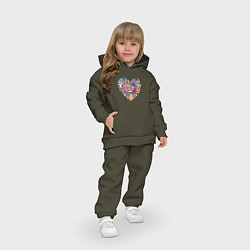 Детский костюм оверсайз Сердце Россия, цвет: хаки — фото 2