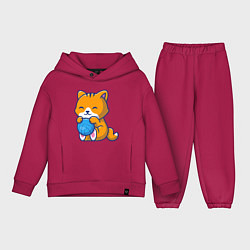 Детский костюм оверсайз Рыженький котик, цвет: маджента