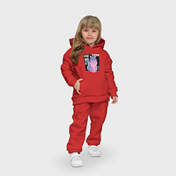 Детский костюм оверсайз Кот Градиент Иероглифы, цвет: красный — фото 2