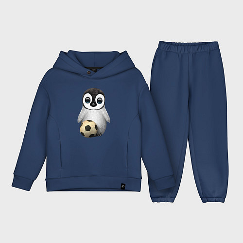 Детский костюм оверсайз Футбол - Пингвин / Тёмно-синий – фото 1