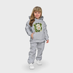 Детский костюм оверсайз Нежные белые цветы на зелёном акварельном фоне, цвет: меланж — фото 2