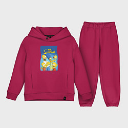 Детский костюм оверсайз Семейка Симпсонов - Гомер, Мардж и их отпрыски, цвет: маджента