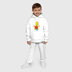 Детский костюм оверсайз Барт Симпсон - сидит со скрещенными пальцами, цвет: белый — фото 2