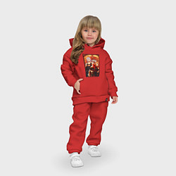 Детский костюм оверсайз Тенген и Ренгоку красивые - Клинок рассекающий дем, цвет: красный — фото 2