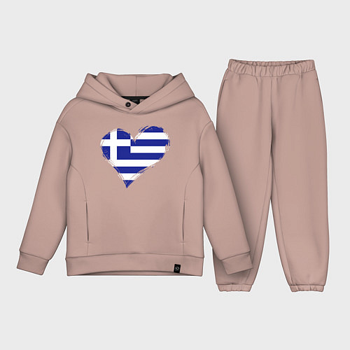 Детский костюм оверсайз Сердце - Греция / Пыльно-розовый – фото 1