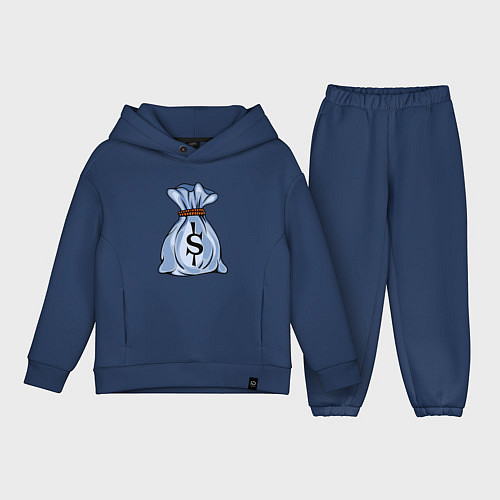 Детский костюм оверсайз Мешок с долларами / Тёмно-синий – фото 1