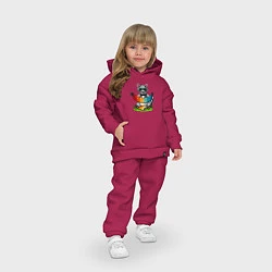 Детский костюм оверсайз Хиппи енот, цвет: маджента — фото 2
