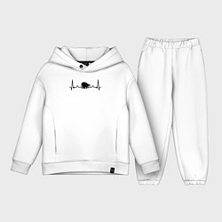 Детский костюм оверсайз Енот в биении сердца, цвет: белый