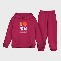 Детский костюм оверсайз LOVE basketball сердечки, цвет: маджента