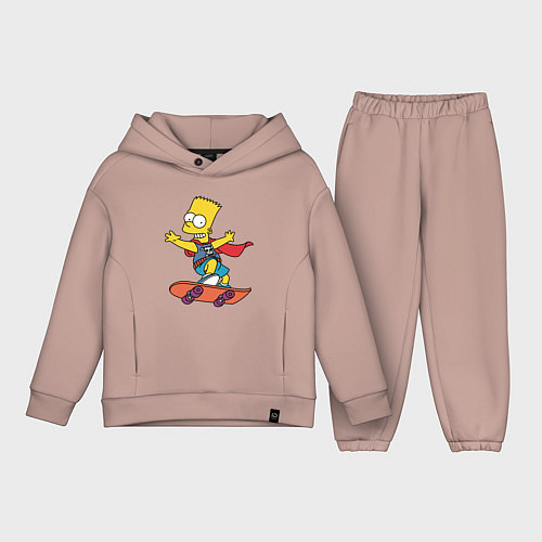 Детский костюм оверсайз Барт Симпсон на скейте / Пыльно-розовый – фото 1