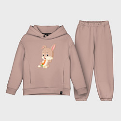 Детский костюм оверсайз Кролик с морковочкой, цвет: пыльно-розовый