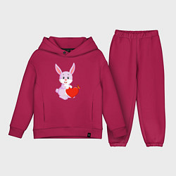 Детский костюм оверсайз Кролик с сердцем, цвет: маджента