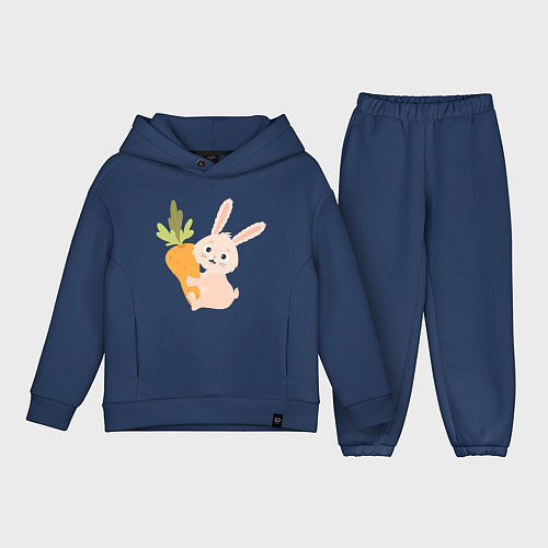 Детский костюм оверсайз Кролик с морковкой / Тёмно-синий – фото 1