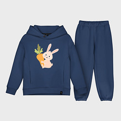 Детский костюм оверсайз Кролик с морковкой, цвет: тёмно-синий