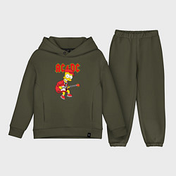 Детский костюм оверсайз AC DC Барт Симпсон, цвет: хаки