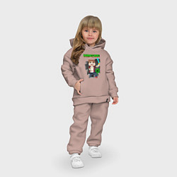 Детский костюм оверсайз Майнкрафт криппер, цвет: пыльно-розовый — фото 2
