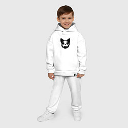 Детский костюм оверсайз Череп кота, цвет: белый — фото 2