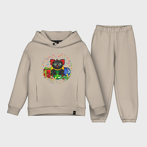 Детский костюм оверсайз Наряжаем елку вместе / Миндальный – фото 1