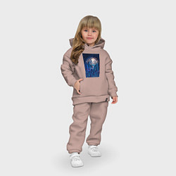 Детский костюм оверсайз Объемная иллюстрация из бумаги лес и олень на сине, цвет: пыльно-розовый — фото 2