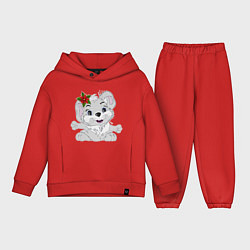 Детский костюм оверсайз Кролик с пуансетией, цвет: красный
