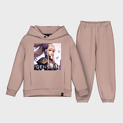 Детский костюм оверсайз Genshin Impact art, цвет: пыльно-розовый