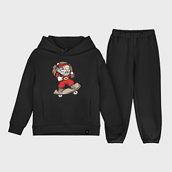 Детский костюм оверсайз Санта на скейте с подарками, цвет: черный