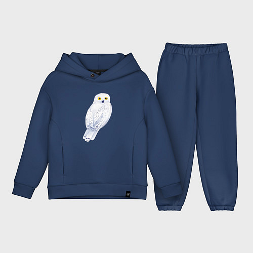 Детский костюм оверсайз Белая полярная сова / Тёмно-синий – фото 1