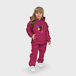 Детский костюм оверсайз Черепушка со следами красок, цвет: маджента — фото 2