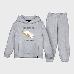 Детский костюм оверсайз Лень течёт во мне - котик, цвет: меланж