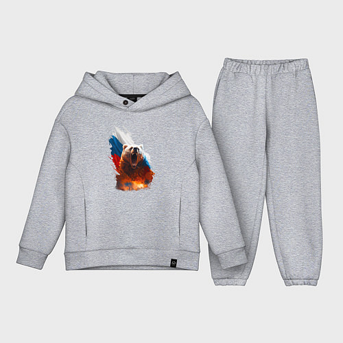 Детский костюм оверсайз Злой русский медведь / Меланж – фото 1