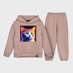 Детский костюм оверсайз Милый котик с большими глазами, цвет: пыльно-розовый